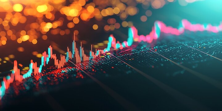 Colorful stock market graph showing rapid financial rise.
