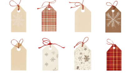 Set of gift tags transparent background