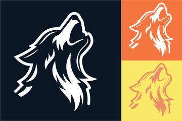 Editable Wolf Howling Logo Design - Wild Animal Emblem