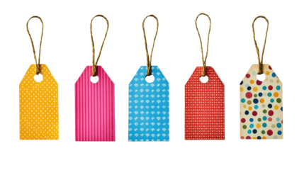 Set of gift tags transparent background