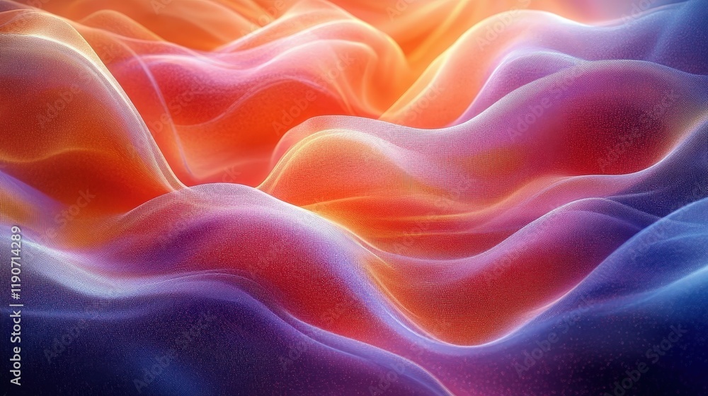 Poster a stunning visualization of colorful fluid dynamics in abstract waves with soft gradients and ethere