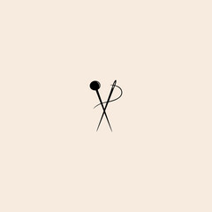 Sewing Needle and pin icon flat vector design.