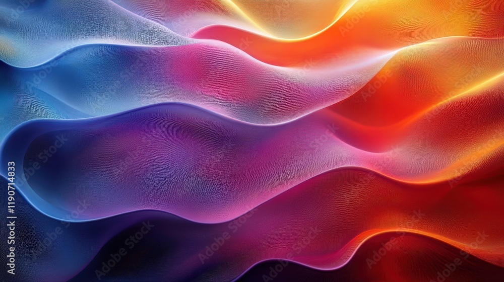 Poster abstract flow design with vibrant colors and soft curves, creating a dynamic visual experience in a 