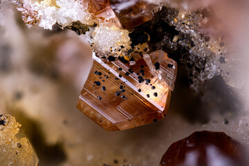Cerussite crystal. Specimen from Clara mine, Oberwolfach, Germany. Micro photography extreme...
