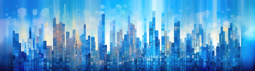 Abstract Blue Skyline Watercolor Painting Background