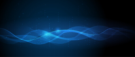 Naklejka premium Big Data futuristic, hi tech technology & light line design. Vector datum digital background. Illustration innovation data system, cyber space, communication internet, information, connection concept