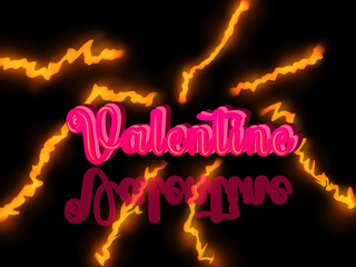 Valentine background, valentine text, Hand lettering, calligraphy, shadow, lightning illustration vector 