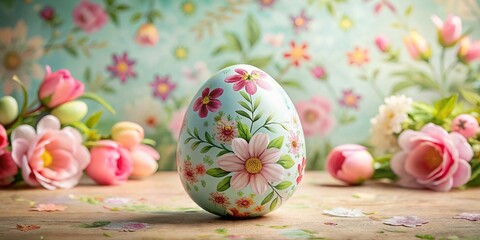 Fototapeta premium Easter Egg Hunt Floral Pattern Background with Copy Space for Text - Spring Festive Design