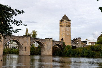 Medieval Pont Valentre Bridge Over the Lot River in Cahors, France