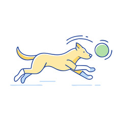dog chasing a ball vector icon, dog chasing a ball vector illustration - simple illustration of dog chasing a ball, perfect for logos dog chasing a ball 