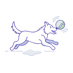 dog chasing a ball vector icon, dog chasing a ball vector illustration - simple illustration of dog chasing a ball, perfect for logos dog chasing a ball 