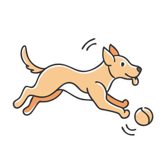 dog chasing a ball vector icon, dog chasing a ball vector illustration - simple illustration of dog chasing a ball, perfect for logos dog chasing a ball 