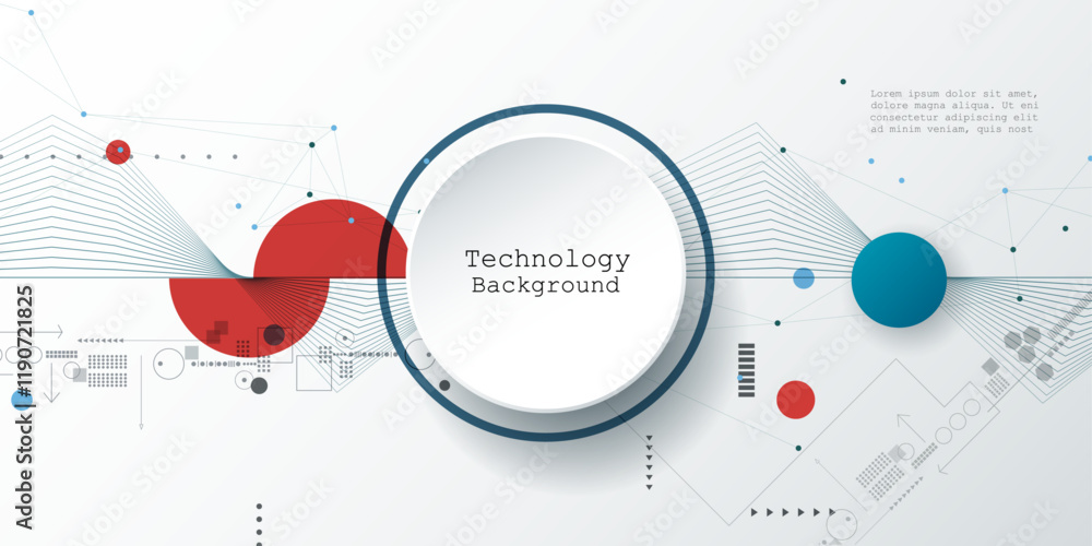 Leinwandbilder vector illustration abstract modern technology design. white circle, geometric shape, wave wireframe