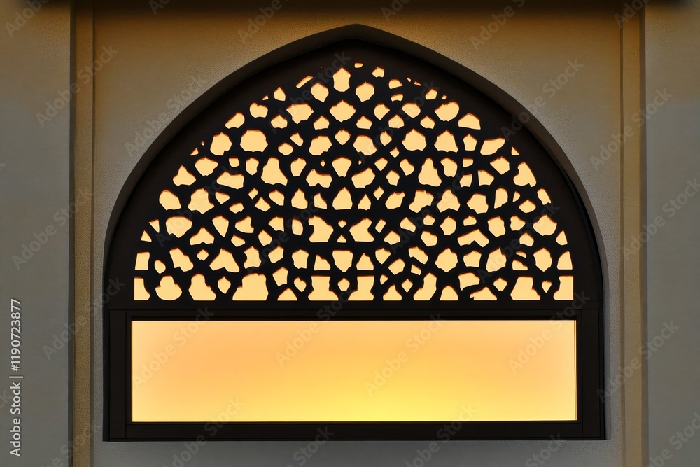 Poster intricate geometric design of a decorative window in an elegant architectural style, showcasing beau