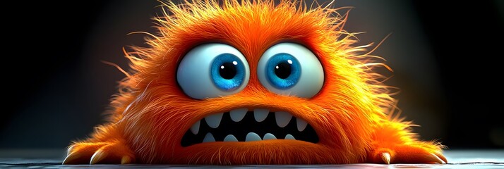 Fototapeta premium Whimsical Cringe: Colorful Furry Cartoon Monster
