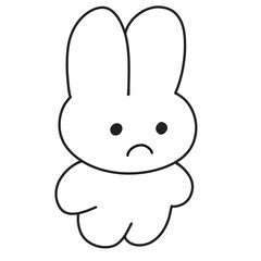シンプルうさぎ白への字口
