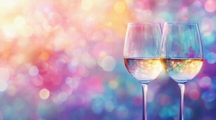 Soft side bokeh glow reflecting on wine glasses, evoking a sophisticated and relaxing ambiance, style book illustration