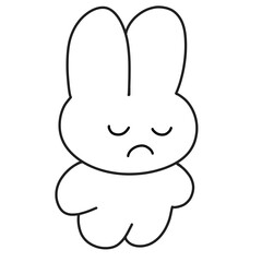 シンプルうさぎ白不満顔