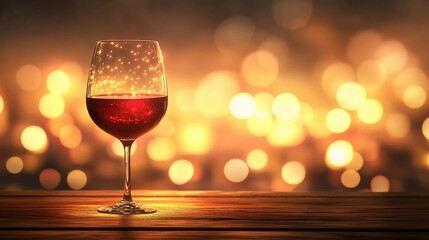 Soft side bokeh glow reflecting on wine glasses, evoking a sophisticated and relaxing ambiance, style book illustration