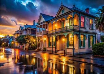 Parnell Auckland Night Residential Buildings, Low Light Photography, New Zealand Architecture