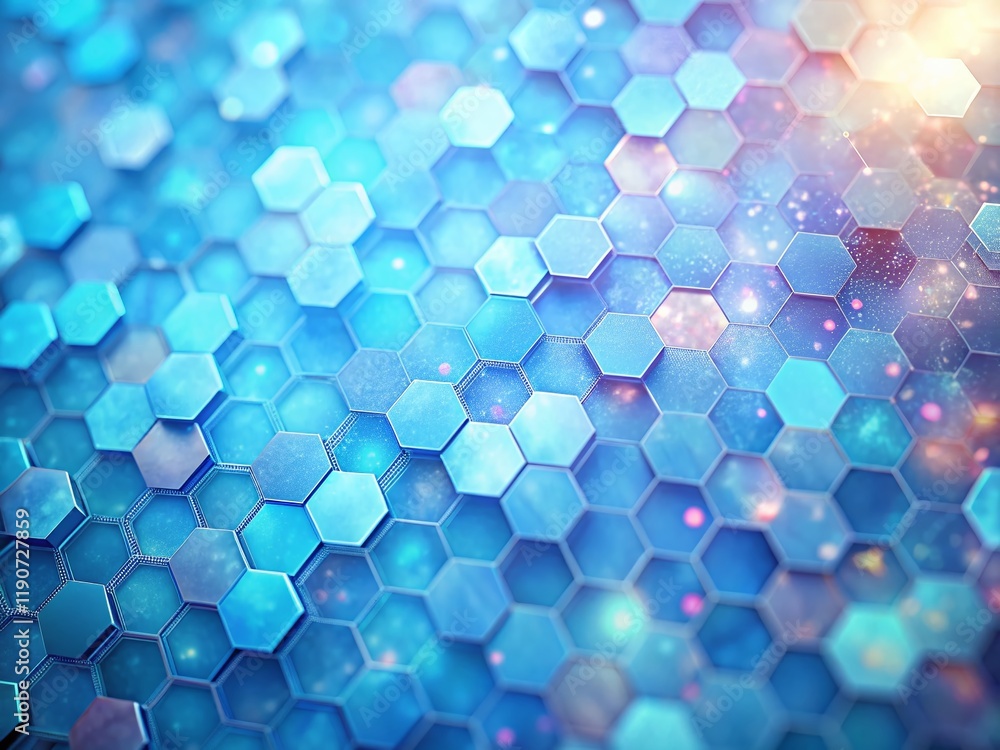 Aufkleber pastel blue hexagon geometric pattern bokeh background - abstract design