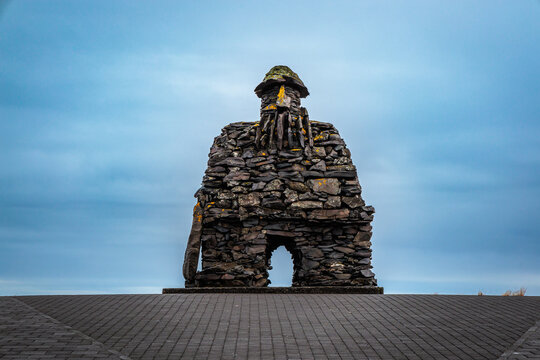 Bardur Snaefellsas Statue at Arnarstapi on Snaefellsnes Peninsula in Iceland