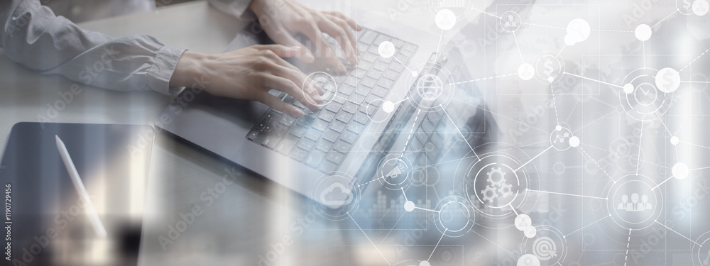 Poster cloud-based solutions for business networks: enhancing connectivity, data security, and automation.