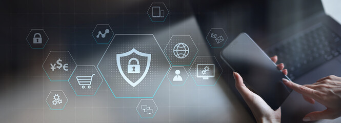 Data Security and Encryption in Digital Transactions. Business and Technology concept.