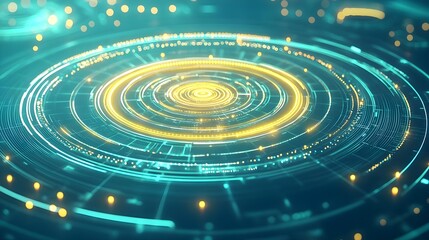 Obraz premium abstract tech background: teal & gold hud - abstract backgrounds