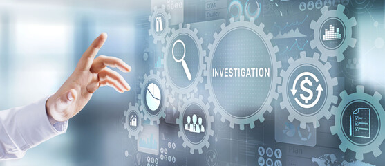 Investigation inspection audit business concept on virtual screen.