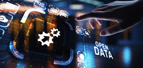Open data database integration api internet technology concept.