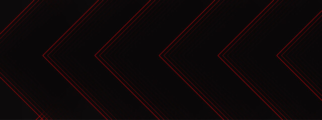Abstract Geometric Chevron Pattern with Red Accents on Black Background. Futuristic Linear Design for High-Contrast Modern Projects. Red and black are light pattern with the gradient