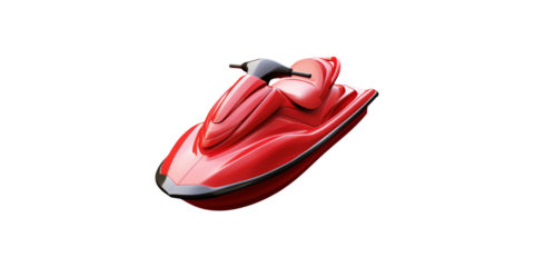 Red jet ski isolated on transparent background