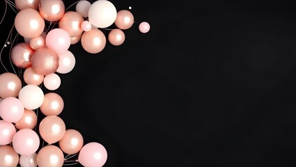 Luxury Balloon Decoration on Black Background for Stylish Events