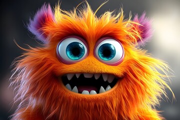 Fototapeta premium Quirky Furry Cartoon Monster in Vibrant Colors