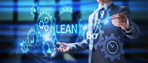 Lean manufacturing and software development methodology concept on screen.