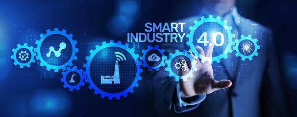 Smart industry 4.0 innovation automation manufacturing technology concept.