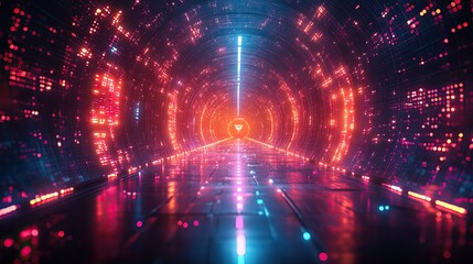 Electric light forms an abstract, surreal cyberpunk icon