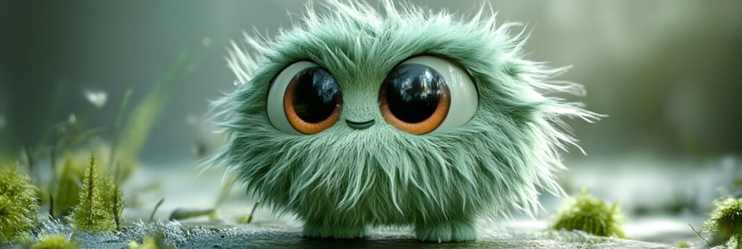 Sage Fuzzball: Adorable 3D Monster Cartoon Character