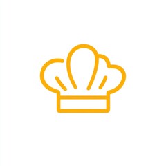 Obraz premium Yellow chef hat icon, cooking, white background, recipe app