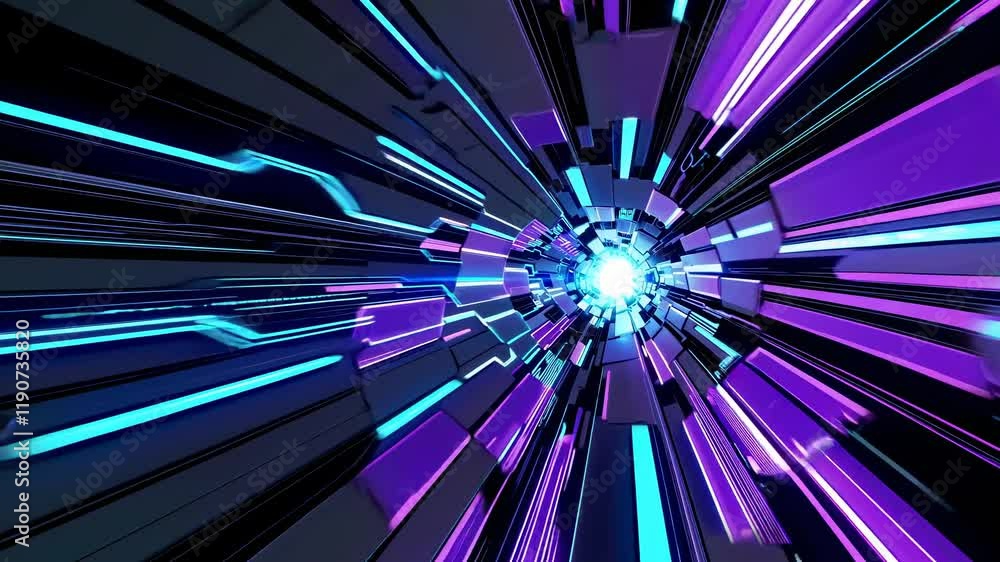 Poster dynamic journey through a futuristic tunnel with vibrant lights and energetic motion