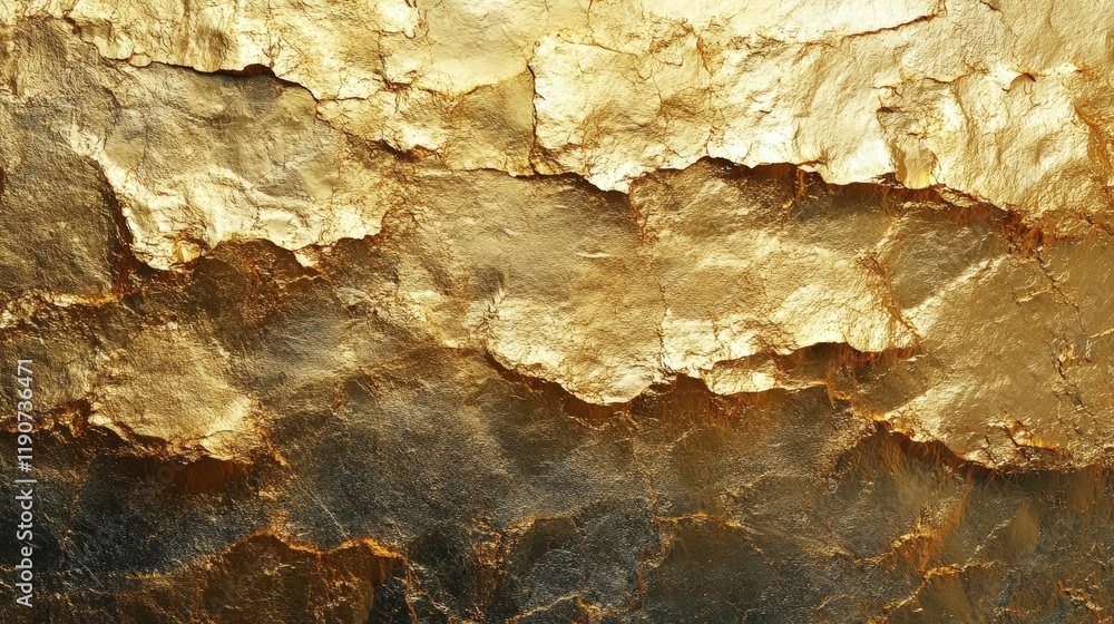 Poster textured large gold foil background with unique patterns and reflective surfaces for creative design