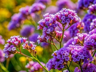 Obraz premium Perez's Sea Lavender Blooming in Coastal Meadow, Wildflowers, Seafoam Statice, Limonium perezii, Mediterranean Flora