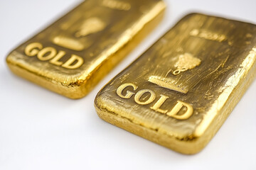 Glimmering gold bars reflecting light on a clean surface, showcasing their value and beauty in detail