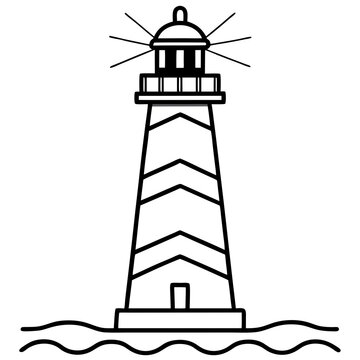 recommend clip art: Elegant Lighthouse Line Drawing Design
