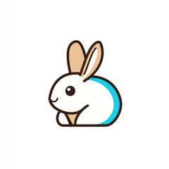 Obraz premium Cute cartoon bunny sitting, white background, digital illustration, logo design