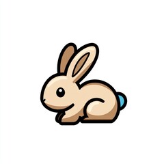 Cute cartoon bunny sitting, white background, children's illustration, design element