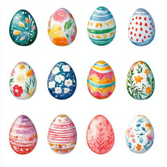 Colorful Easter egg patterns in decorative arrangement, perfect for spring