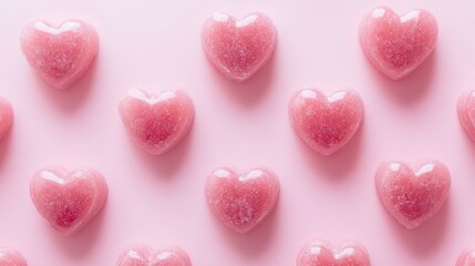 Fototapeta premium Soft pink valentine's day background with heart-shaped decorations and gentle pastel hues, perfect for romantic celebrations, greeting cards, and love-themed designs