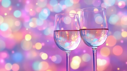Soft side bokeh glow reflecting on wine glasses, evoking a sophisticated and relaxing ambiance, style book illustration
